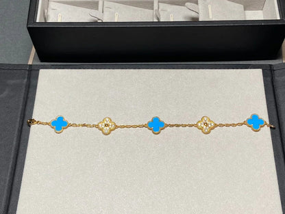 [Cadisa] CLOVER 5 MOTIF BLUE AGATE BRACELET COLLECTION