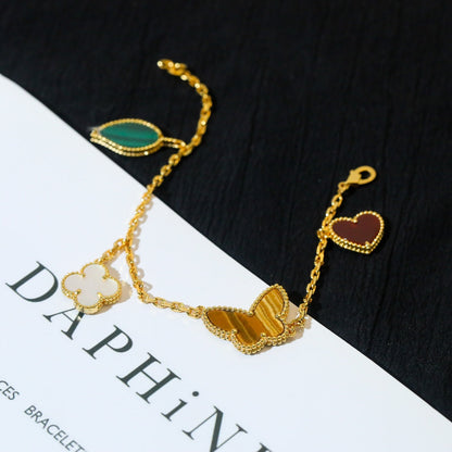 [Cadisa]LUCKY SPRING 5 MOTIF GOLD BRACELET