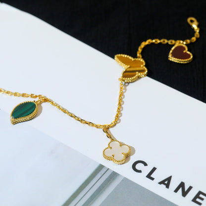 [Cadisa]LUCKY SPRING 5 MOTIF GOLD BRACELET
