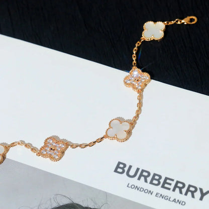 [Cadisa]CLOVER WHITE PEARL MOP 5 MOTIF BRACELET COLLECTION