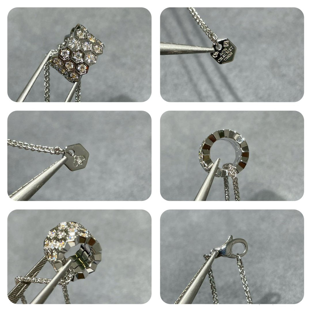 [Cadisa]BEE LOVE DIAMOND PAVED 3 ROW NECKLACE