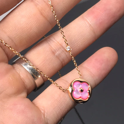 [Cadisa]COLOR BLOSSOM PINK MOP SUN GOLD NECKLACE