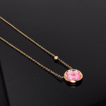 [Cadisa]COLOR BLOSSOM PINK MOP SUN GOLD NECKLACE