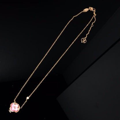 [Cadisa]COLOR BLOSSOM PINK MOP SUN GOLD NECKLACE