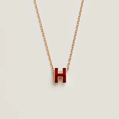 [Cadisa]HM CLIC RED ENAMEL GOLD NECKLACE