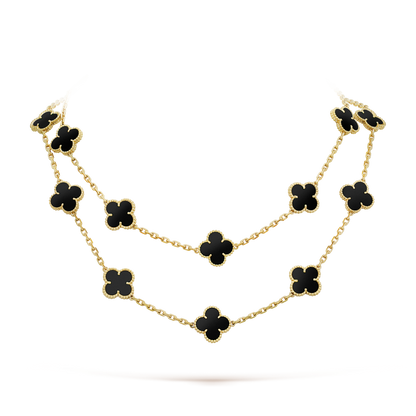 [Cadisa]CLOVER 20 MOTIFS ONYX NECKLACE