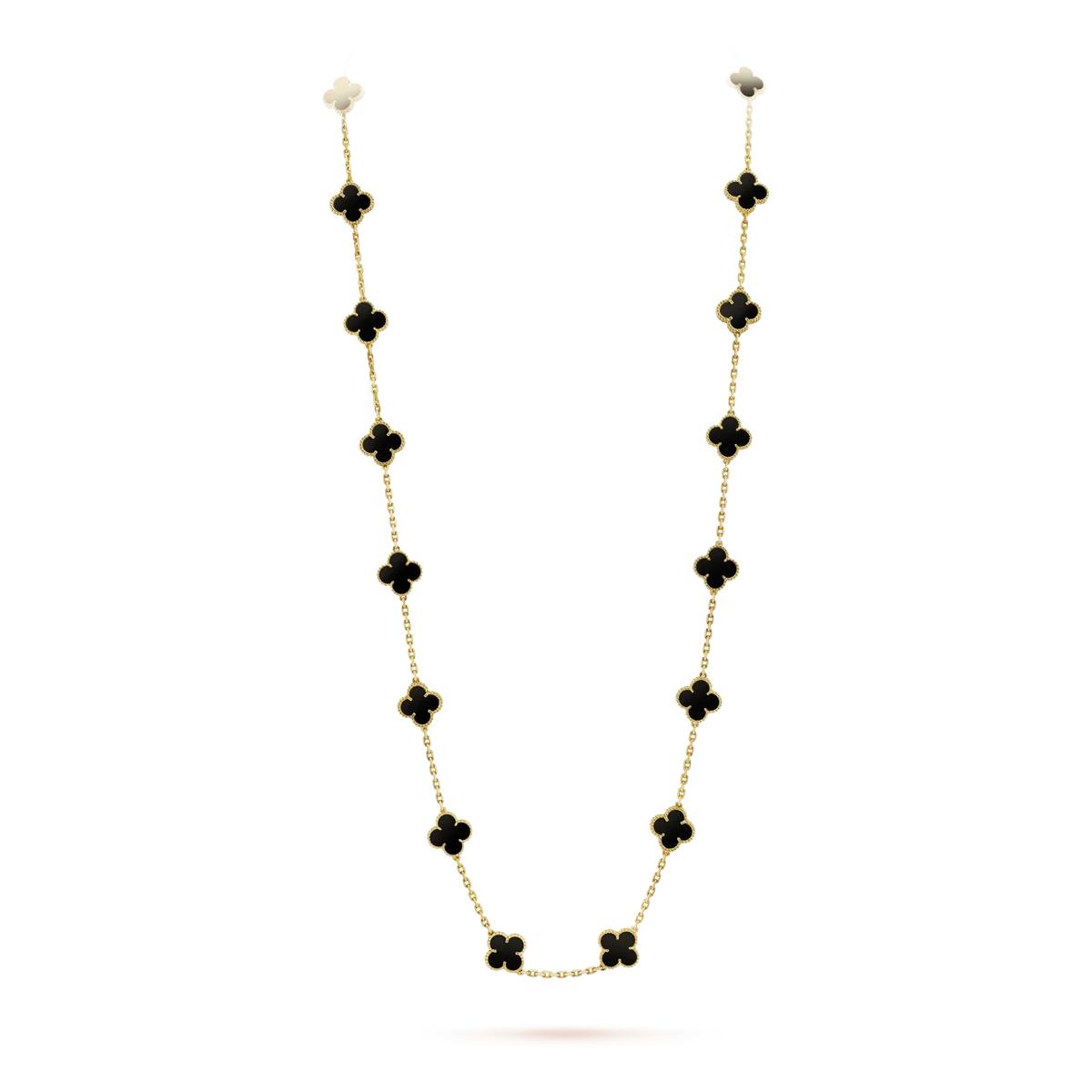 [Cadisa]CLOVER 20 MOTIFS ONYX NECKLACE