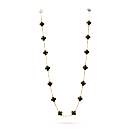 [Cadisa]CLOVER 20 MOTIFS ONYX NECKLACE