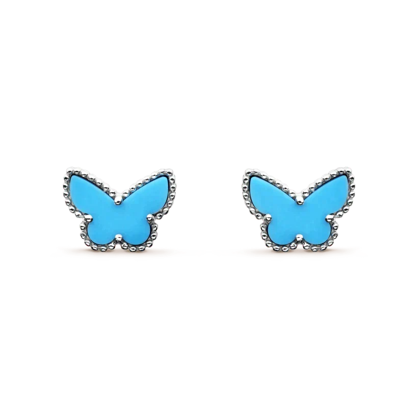 [Cadisa]BUTTERFLY TURQUOISE EARRINGS SILVER