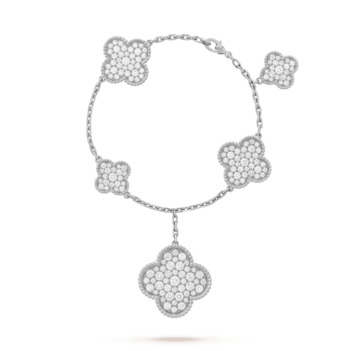 [Cadisa]CLOVER 6 MOTIFS SILVER DIAMOND BRACELET
