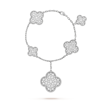 [Cadisa]CLOVER 6 MOTIFS SILVER DIAMOND BRACELET