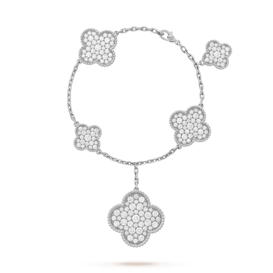 [Cadisa]CLOVER 6 MOTIFS SILVER DIAMOND BRACELET