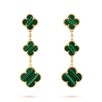 [Cadisa]CLOVER MALACHITE 3 MOTIFS GOLD