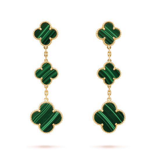 [Cadisa]CLOVER MALACHITE 3 MOTIFS GOLD