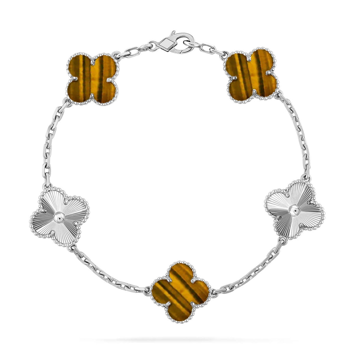 [Cadisa] CLOVER 5 MOTIFS TIGER EYE BRACELET COLLECTION
