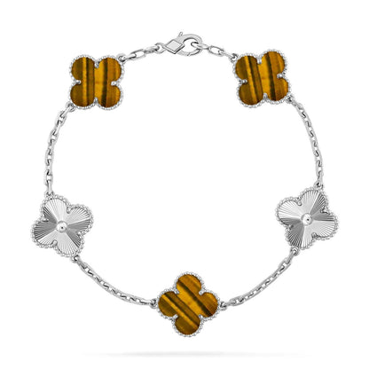 [Cadisa] CLOVER 5 MOTIFS TIGER EYE BRACELET COLLECTION