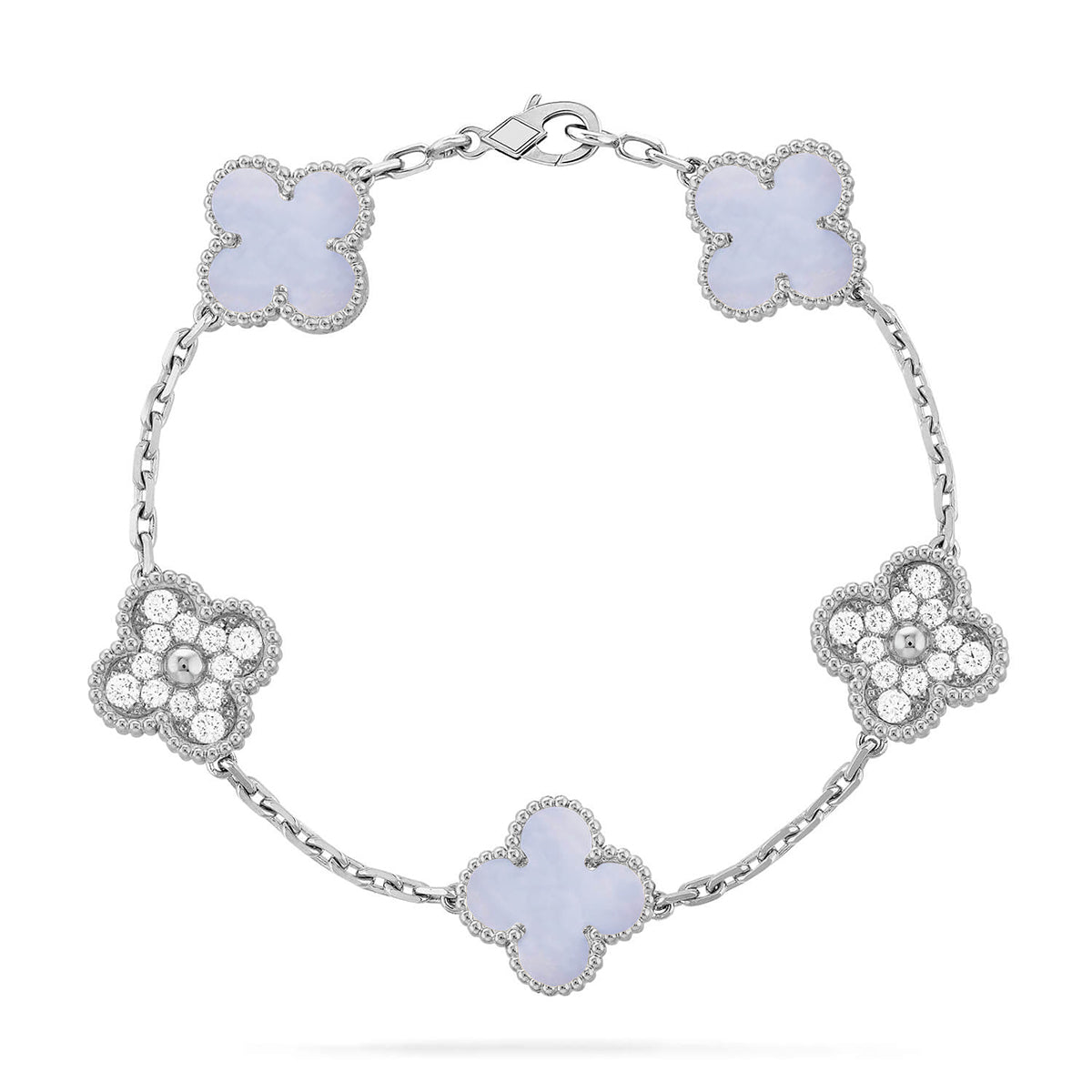 [Cadisa] CLOVER 5 MOTIF PURPLE CHALCEDONY BRACELET COLLECTION