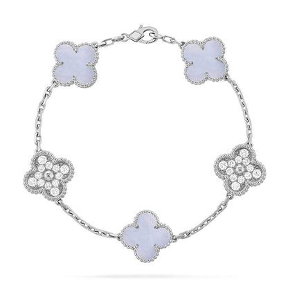 [Cadisa] CLOVER 5 MOTIF PURPLE CHALCEDONY BRACELET COLLECTION