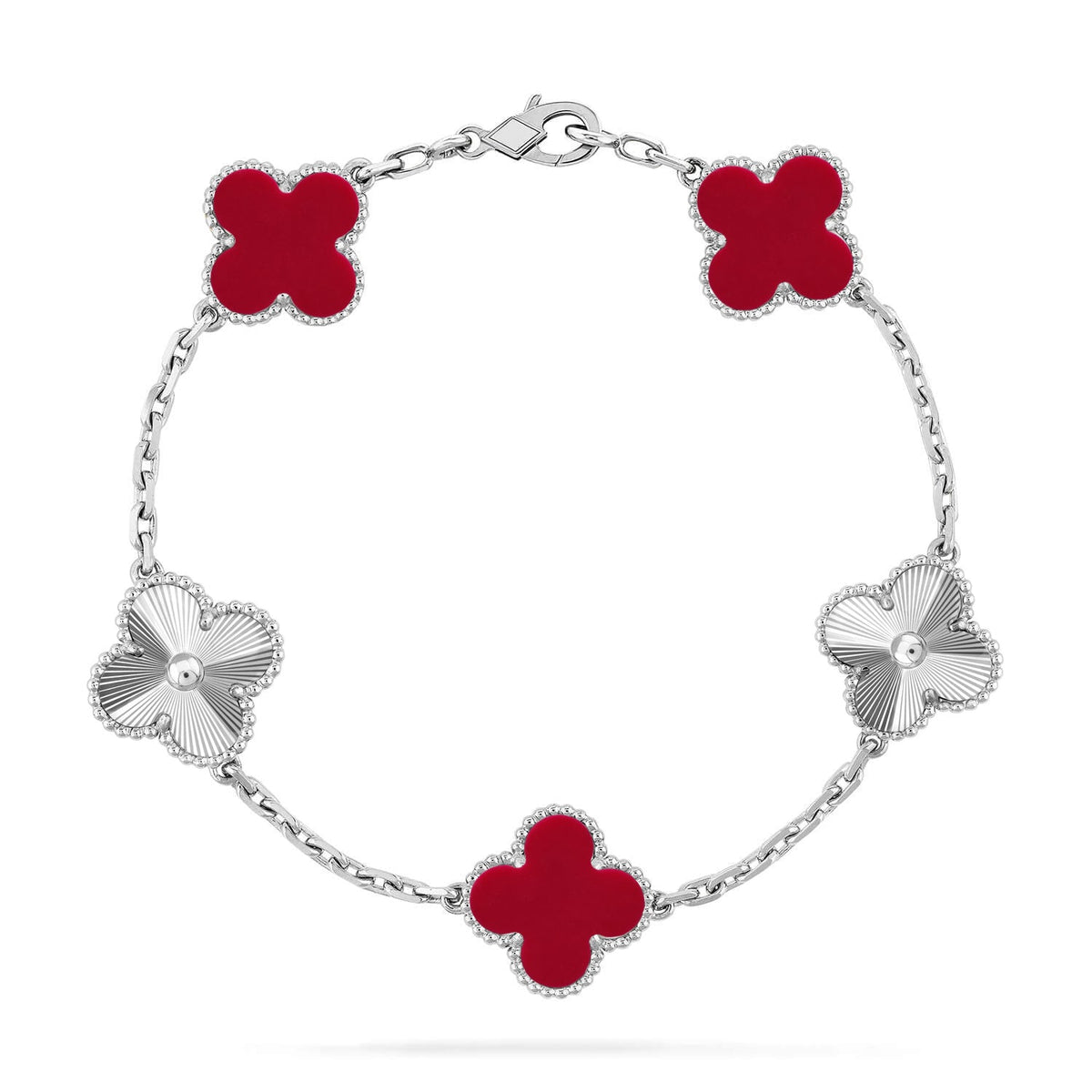 [Cadisa] CLOVER 5 MOTIF RED CORNELIAN BRACELET COLLECTION