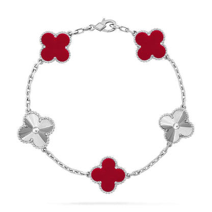 [Cadisa] CLOVER 5 MOTIF RED CORNELIAN BRACELET COLLECTION