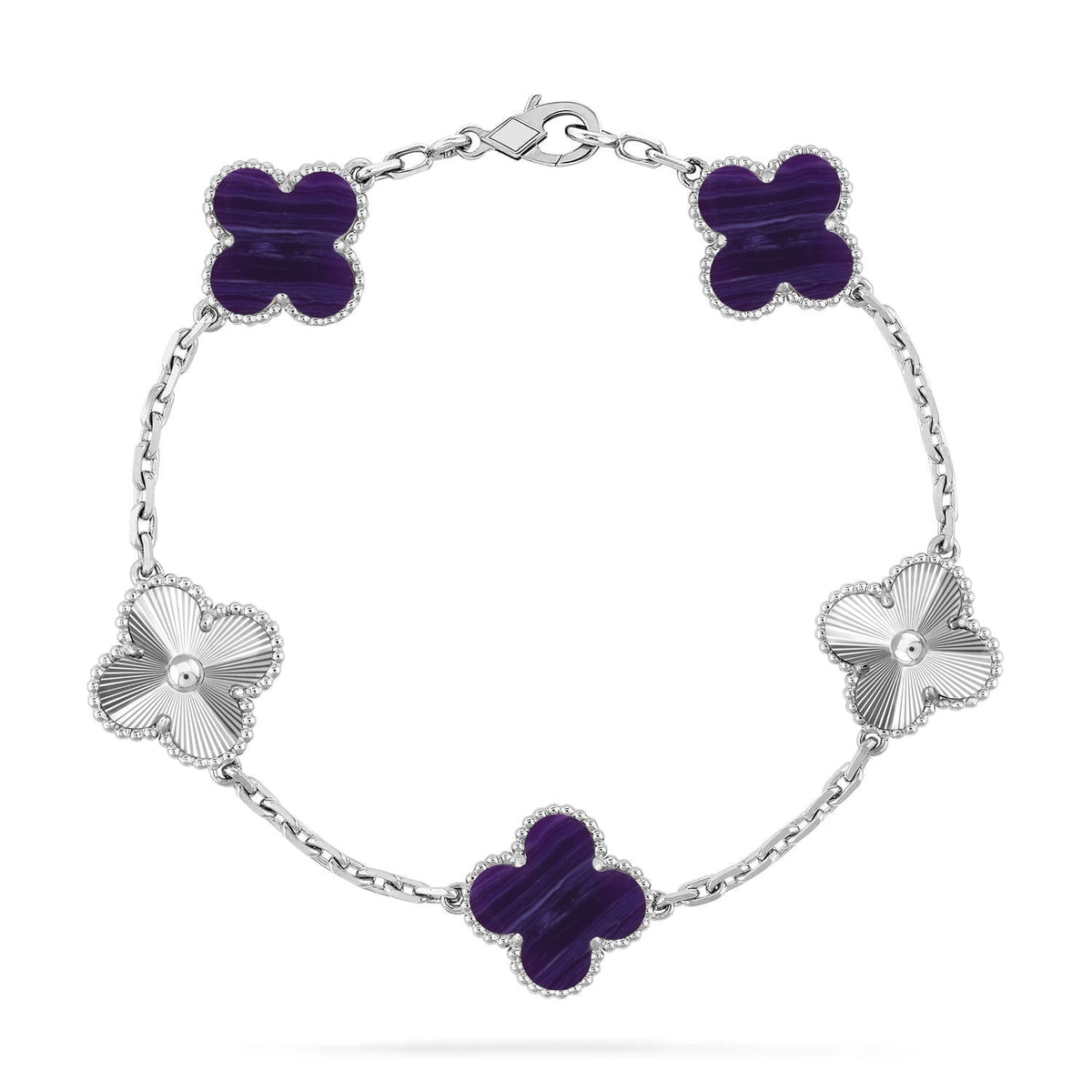 [Cadisa]CLOVER 5 MOTIF PURPLE STRIPES BRACELET COLLECTION