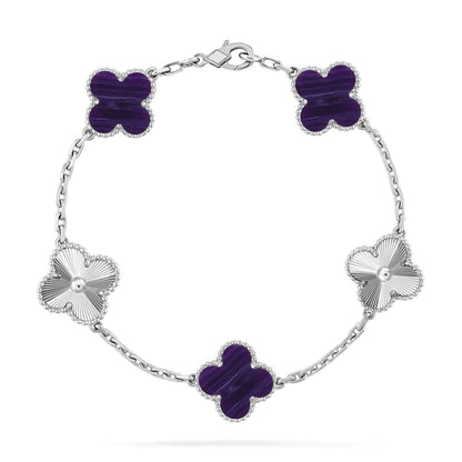 [Cadisa]CLOVER 5 MOTIF PURPLE STRIPES BRACELET COLLECTION
