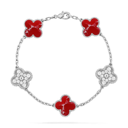 [Cadisa]CLOVER 5 MOTIF RED PATTERN BRACELET COLLECTION