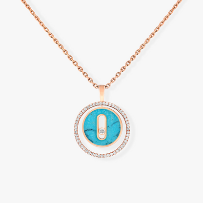[Cadisa]LUCKY MOVE 1 DIAMOND TURQUOISE PINK GOLD DIAMOND NECKLACE