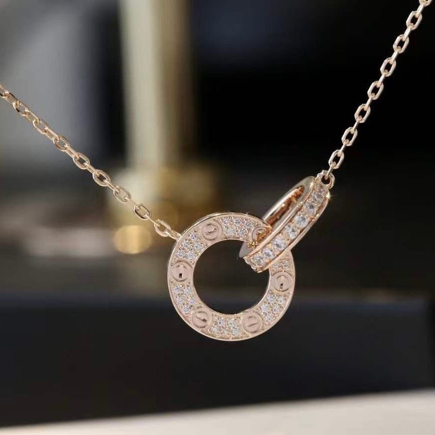 [Cadisa] LOVE  FULL DIAMOND PENDANT NECKLACE