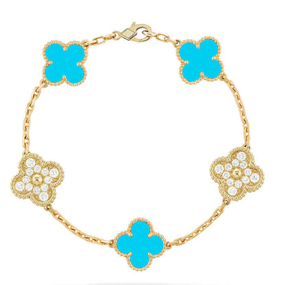 [Cadisa] CLOVER 5 MOTIF TURQUOISE BRACELET COLLECTION