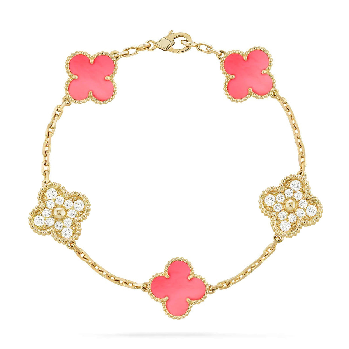 [Cadisa] CLOVER 5 MOTIFS  PINK MOP BRACELET COLLECTION