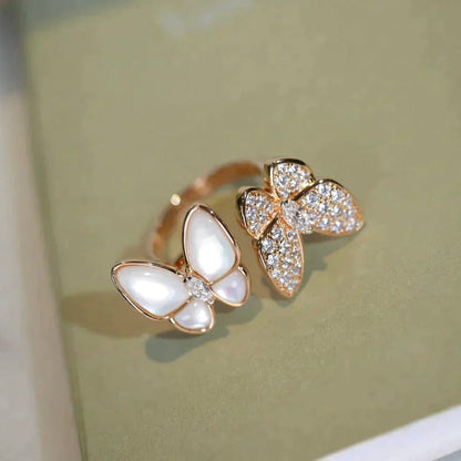 [Cadisa]TWIN BUTTERFLY DIAMOND MOP RING