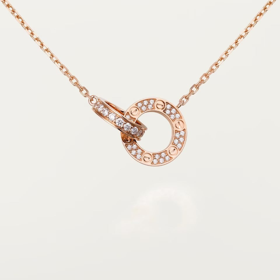 [Cadisa] LOVE  FULL DIAMOND PENDANT NECKLACE