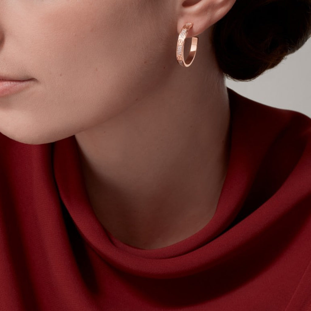 [Cadisa] LOVE EARRINGS 3.6MM DIAMOND PAVED