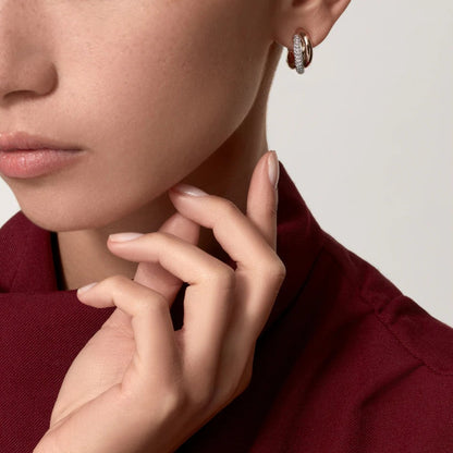 [Cadisa] TRINITY HALF DIAMOND  CLASSIC EARRINGS