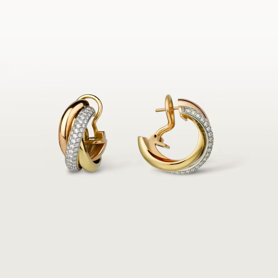 [Cadisa] TRINITY HALF DIAMOND  CLASSIC EARRINGS