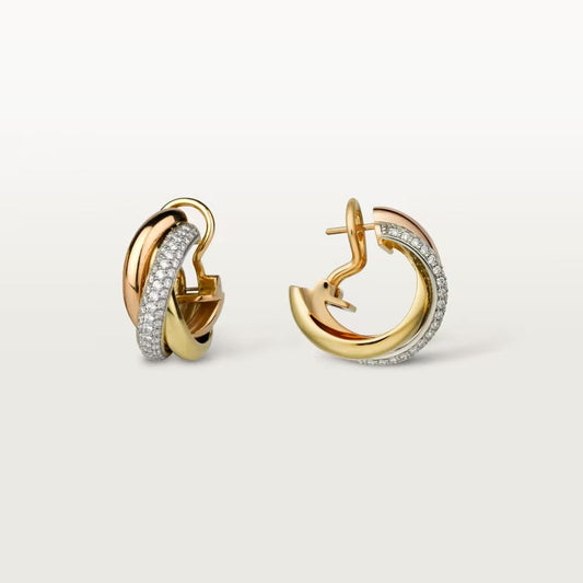 [Cadisa] TRINITY HALF DIAMOND  CLASSIC EARRINGS