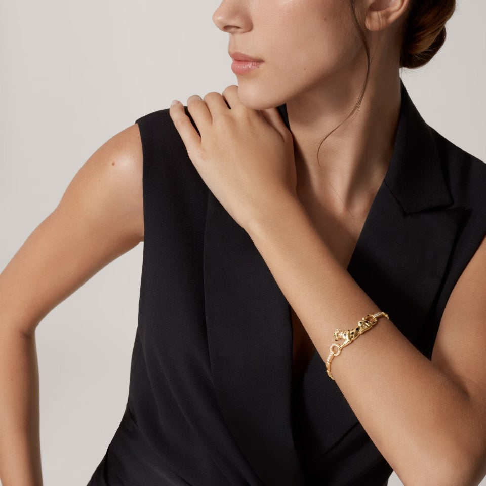 [Cadisa] PANTHERE HALF DIAMOND ON CHAIN BRACELET