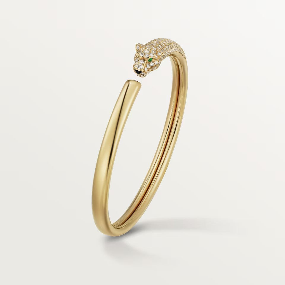 [Cadisa] PANTHERE HALF DIAMOND OPEN BRACELET