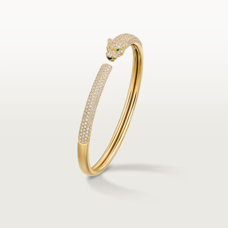 [Cadisa] PANTHERE FULL DIAMOND OPEN BRACELET