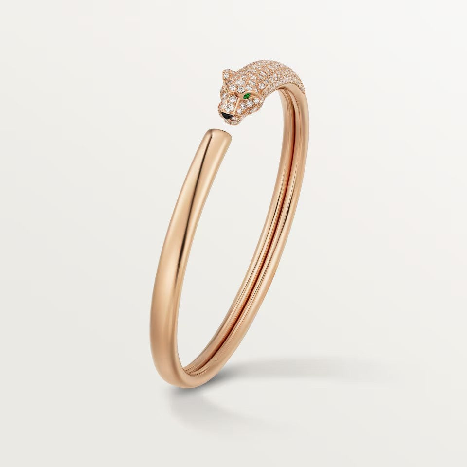 [Cadisa] PANTHERE HALF DIAMOND OPEN BRACELET