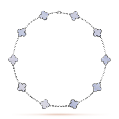 [Cadisa]CLOVER 10 MOTIFS BLUE CHALCEDONY NECKLACE