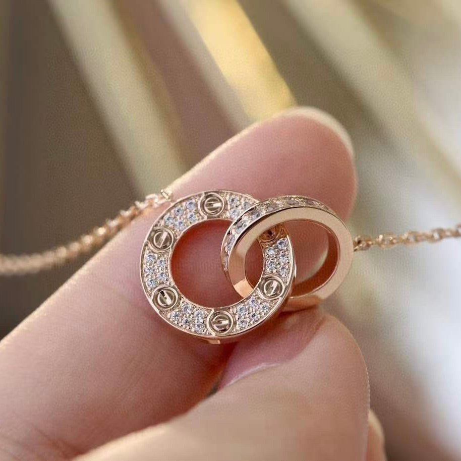 [Cadisa] LOVE  FULL DIAMOND PENDANT NECKLACE