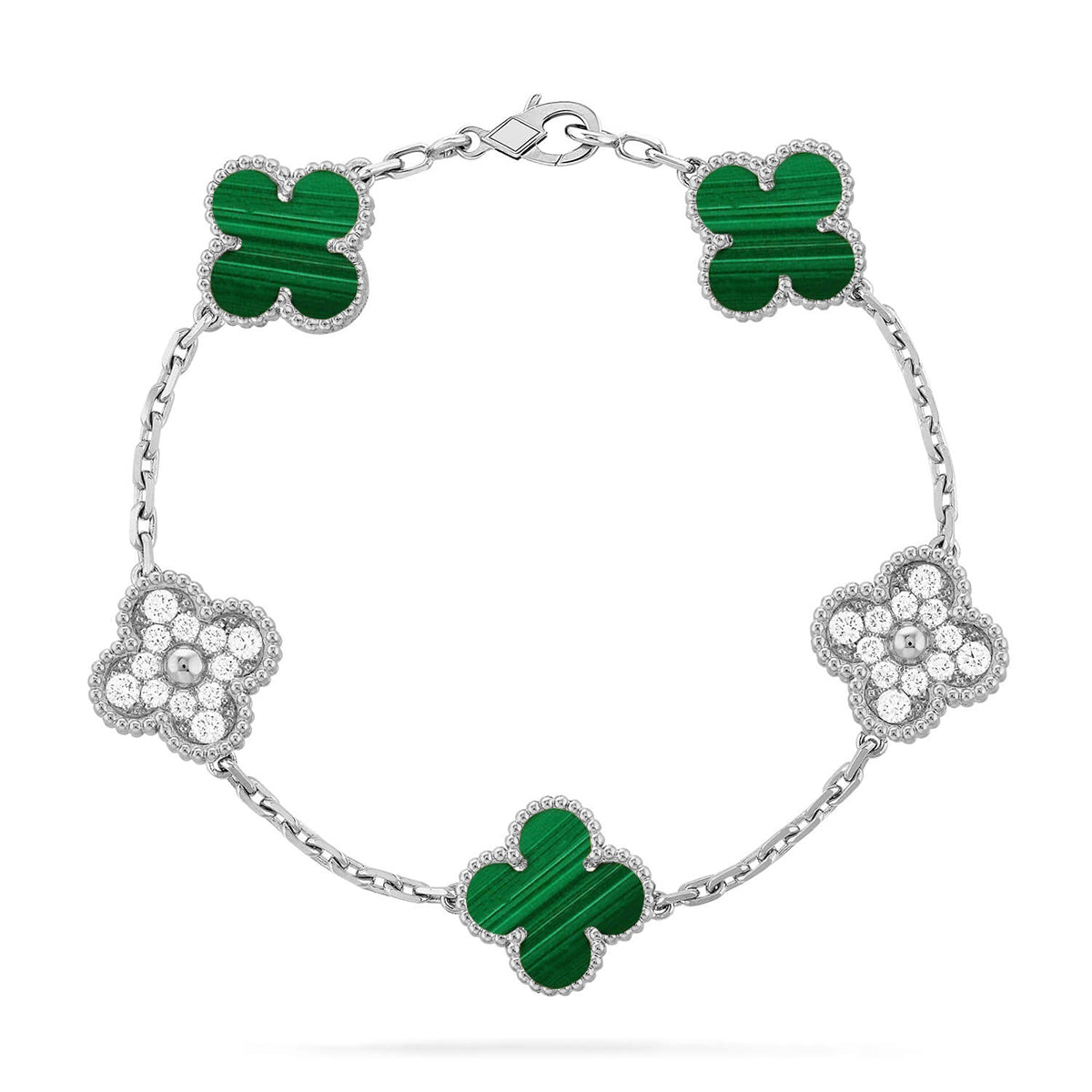 [Cadisa] CLOVER 5 MOTIF MALACHITE BRACELET COLLECTION