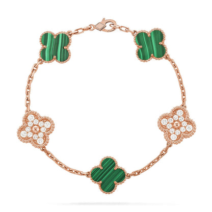 [Cadisa] CLOVER 5 MOTIF MALACHITE BRACELET COLLECTION
