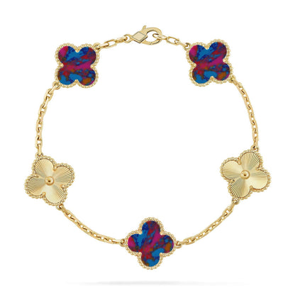 [Cadisa]CLOVER 5 MOTIF COLOR GEMSTONES BRACELET COLLECTION