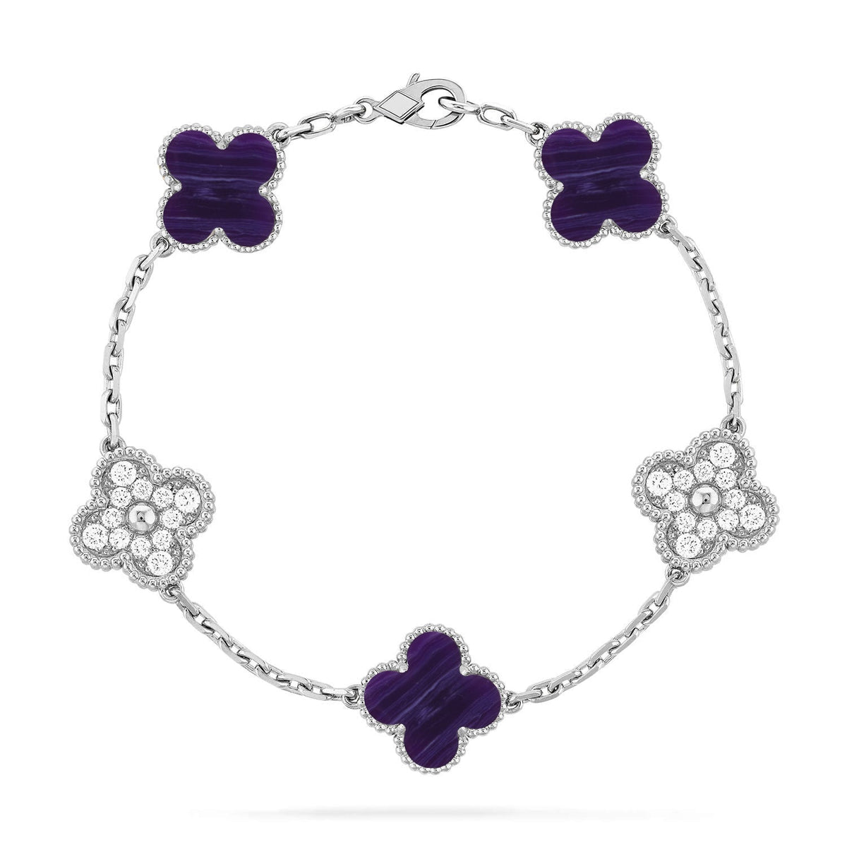 [Cadisa]CLOVER 5 MOTIF PURPLE STRIPES BRACELET COLLECTION
