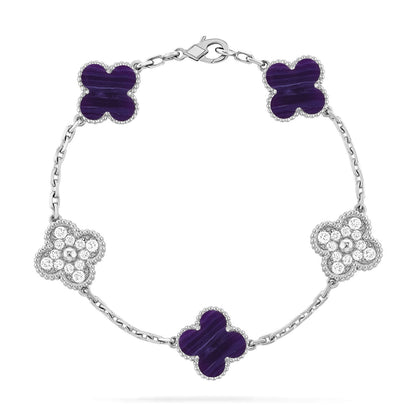 [Cadisa]CLOVER 5 MOTIF PURPLE STRIPES BRACELET COLLECTION