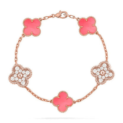 [Cadisa] CLOVER 5 MOTIFS  PINK MOP BRACELET COLLECTION
