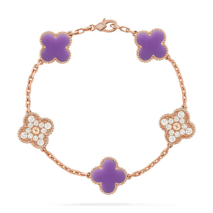 [Cadisa]CLOVER 5 MOTIF LIGHT PURPLE BRACELET COLLECTION